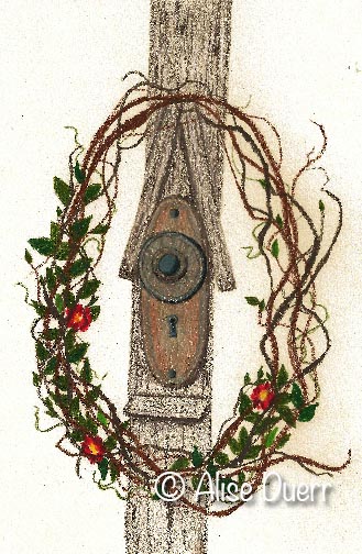 Antique Door Knob & Wreath Colored Pencil PDF DOWNLOAD