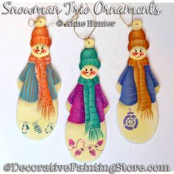 Snowman Trio Ornaments Painting Pattern PDF Download - Anne Hunter