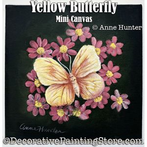 Yellow Butterfly Mini Canvas Painting Pattern PDF Download - Anne Hunter