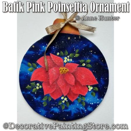 Batik Pink Poinsettia Ornament Painting Pattern PDF Download - Anne Hunter