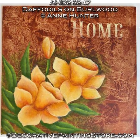 Daffodils on Burlwood Painting Pattern - Anne Hunter