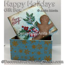 Happy Holidays Gift Box (Stamp and Paint) Painting Pattern PDF DOWNLOAD - Anita Morin