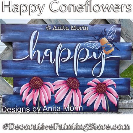 Happy Coneflowers Painting Pattern PDF DOWNLOAD - Anita Morin