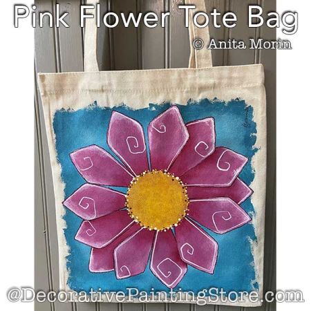 Pink Flower Totebag Painting Pattern PDF DOWNLOAD - Anita Morin