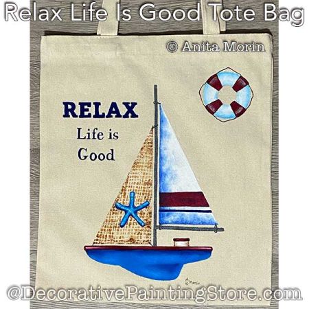 Relax Life Is Good Totebag Painting Pattern PDF DOWNLOAD - Anita Morin