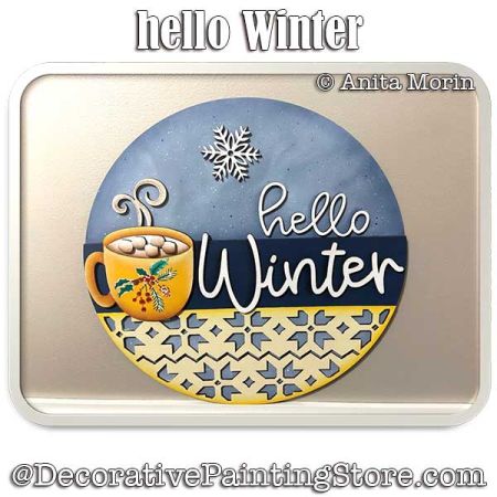 Hello Winter Round Plaque Painting Tutorial PDF DOWNLOAD - Anita Morin