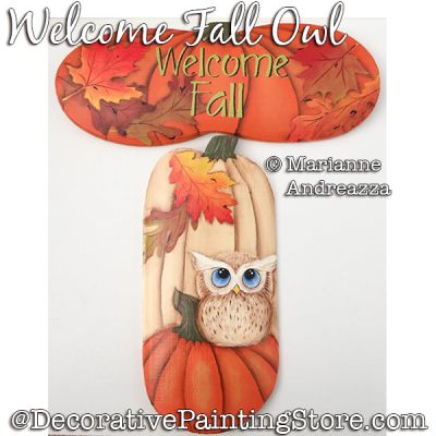 Welcome Fall Owl Painting Pattern PDF DOWNLOAD - Marianne Andreazza