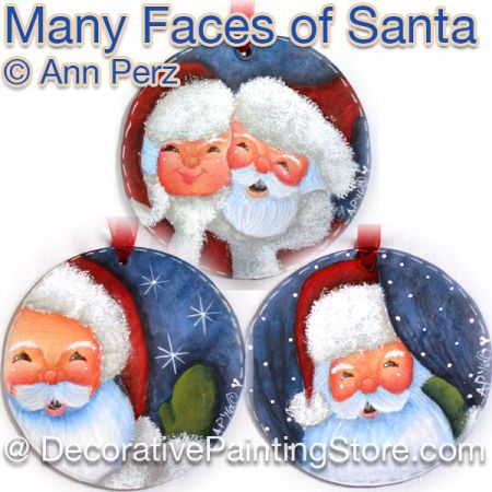 Many Faces of Santa Pattern by Ann Perz - PDF DOWNLOAD