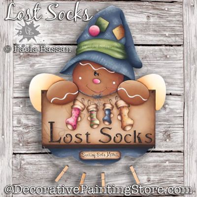 Lost Socks (Gingerbread) Painting Pattern PDF Download - Paola Bassan