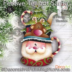 Festive Teapot Santa Ornament Painting Pattern PDF Download - Paola Bassan