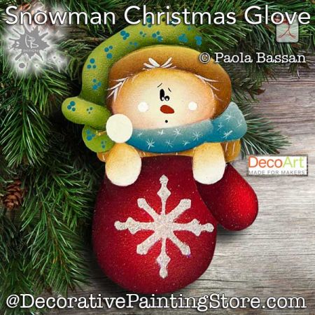 Snowman Christmas Glove Ornament Painting Pattern PDF Download - Paola Bassan