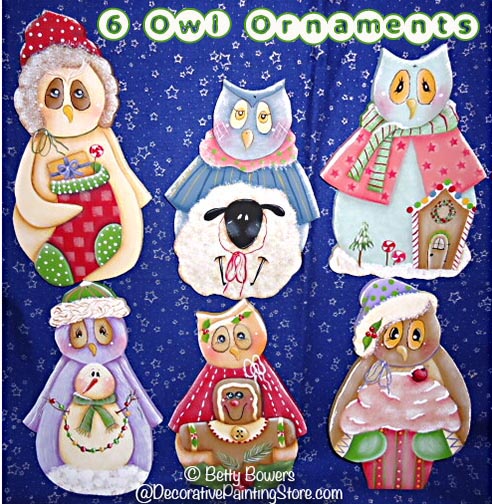 Six Owl Ornaments Pattern BY DOWNLOAD