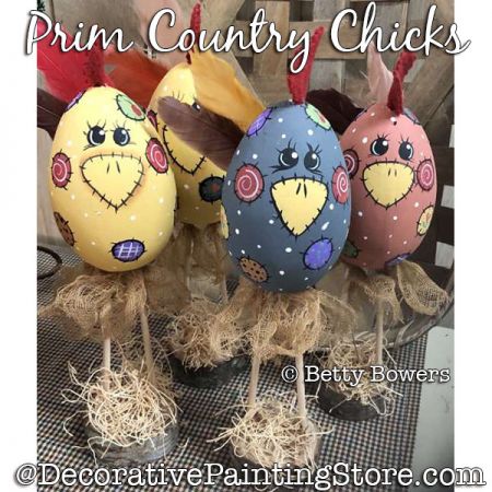 Prim Country Chicks Painting Pattern PDF DOWNLOAD - Betty Bowers