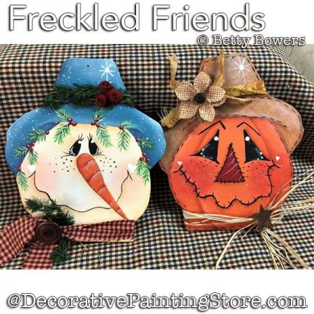 Freckled Friends Ornaments (Snowman - Pumpkin) Painting Pattern PDF DOWNLOAD - Betty Bowers