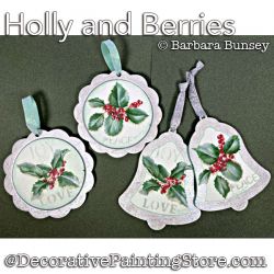 Holly and Berries Ornaments Painting Pattern PDF DOWNLOAD - Barbara Bunsey