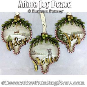 Adore Joy Peace Ornaments Painting Pattern PDF DOWNLOAD - Barbara Bunsey
