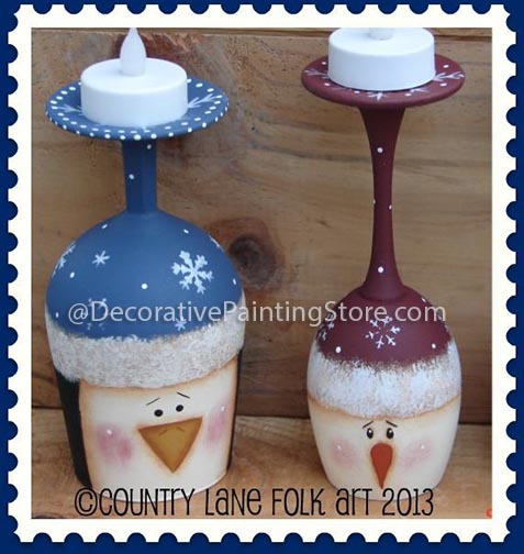 Snowman and Penguin Wine Glass Candle Holders Pattern - Becky Levesque - PDF DOWNLOAD