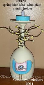 Spring Blue Bird Wine Glass Candle Holder Pattern - Becky Levesque - PDF DOWNLOAD