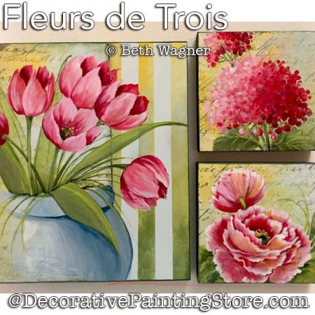 Fleurs de Trois Painting Pattern PDF DOWNLOAD - Beth Wagner