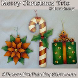 Merry Christmas Trio Ornaments PDF DOWNLOAD - Bev Canty