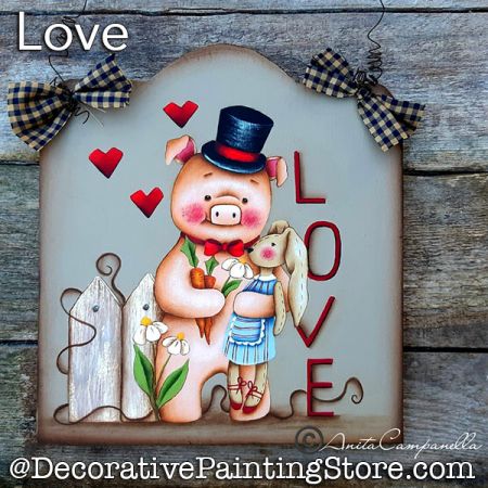 Love (Pig) Painting Pattern PDF DOWNLOAD - Anita Campanella
