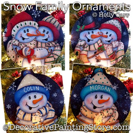 Snow Family Ornaments Painting Pattern PDF Download - Holly Carr