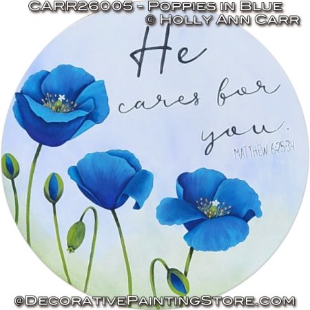 Poppies in Blue Painting Pattern - Holly Carr