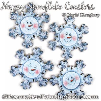 Happy Snowflake Coasters Painting Pattern DOWNLOAD - Chris Haughey
