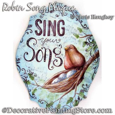 Robin Song Plaque Painting Pattern DOWNLOAD - Chris Haughey