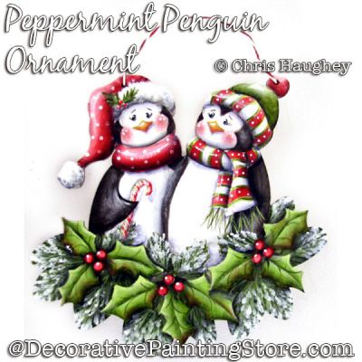 Peppermint Penguin Ornament Painting Pattern DOWNLOAD - Chris Haughey