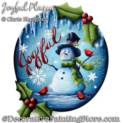 Joyful Plaque (Snowman) Painting Pattern DOWNLOAD - Chris Haughey