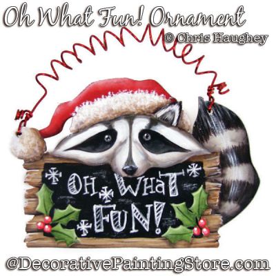 Oh What Fun Raccoon Ornament Painting Pattern DOWNLOAD - Chris Haughey