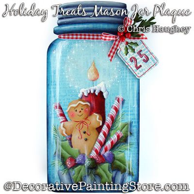 Holiday Treats Mason Jar Plaque Painting Pattern DOWNLOAD - Chris Haughey