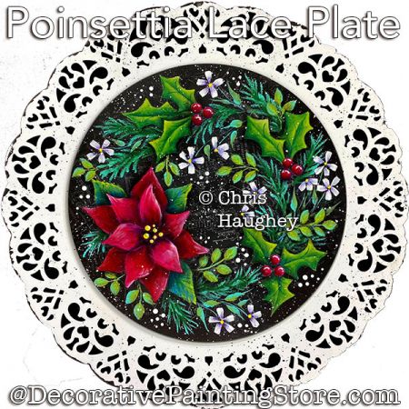 Poinsettia Lace Plate Painting Pattern PDF DOWNLOAD - Chris Haughey