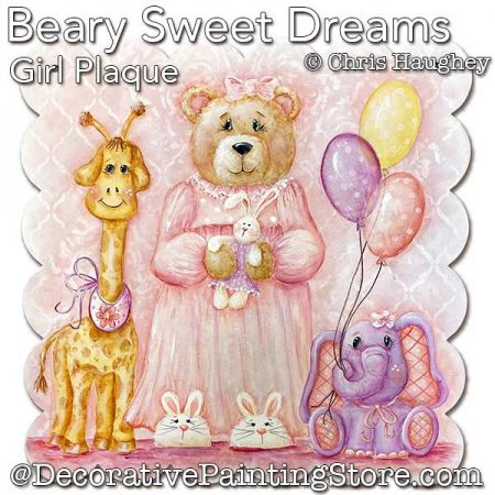 Beary Sweet Dreams Girl Plaque Pattern PDF DOWNLOAD - Chris Haughey