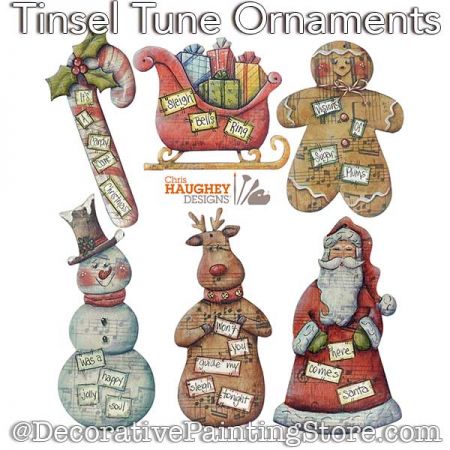 Tinsel Tune Ornaments Painting Pattern PDF DOWNLOAD - Chris Haughey