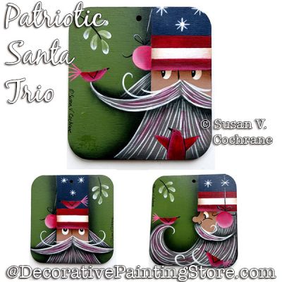 Patriotic Santa Trio Painting Pattern PDF DOWNLOAD - Susan Cochrane