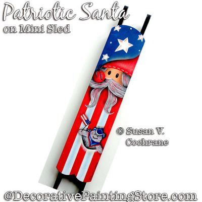 Patriotic Santa on Mini Sled DOWNLOAD - Susan Cochrane