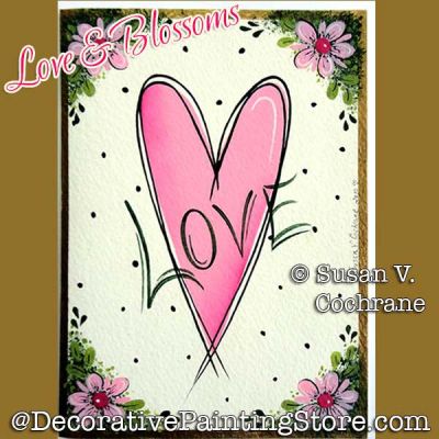 Love and Blossoms Greeting Card Painting Pattern PDF DOWNLOAD - Susan Cochrane