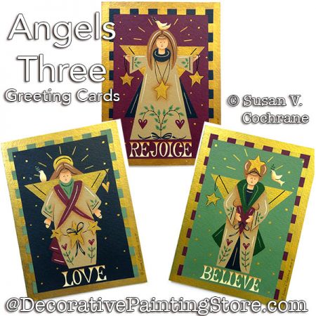 Angels Three Greeting Cards Painting Pattern PDF DOWNLOAD - Susan Cochrane