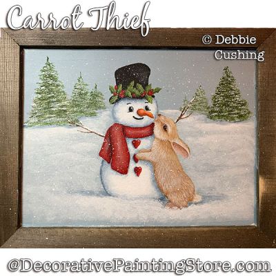 Carrot Thief (Bunny Snowman Acrylic) Painting Pattern Download - Debbie Cushing