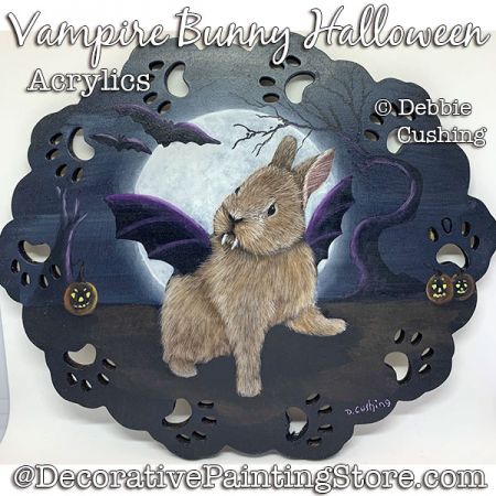 Vampire Bunny Halloween (Acrylic) Painting Pattern Download - Debbie Cushing