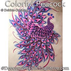 Colorful Peacock (Colored Pencil) Painting Pattern Download - Debbie Cushing