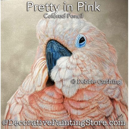 Pretty in Pink (Colored Pencil Cockatoo) Painting Pattern Download - Debbie Cushing