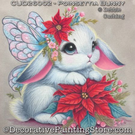 Poinsettia Bunny (Colored Pencil) Painting Pattern - Debbie Cushing