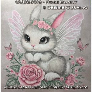 Rose Bunny (Colored Pencil) Painting Pattern - Debbie Cushing