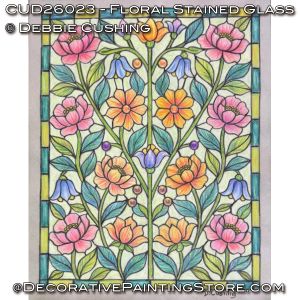 Floral Stained Glass (Colored Pencil) Painting Pattern - Debbie Cushing