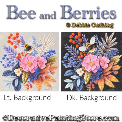 Bee and Berries (Colored Pencil) Painting Pattern - Debbie Cushing