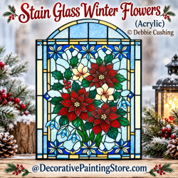 Stain Glass Winter Flowers (Acrylic) Painting Pattern - Debbie Cushing