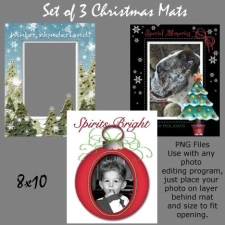 Set of 3 Digital Winter Frames for Scrapbooking